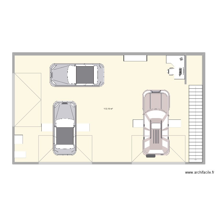 Garage 2. Plan de 1 pièce et 112 m2