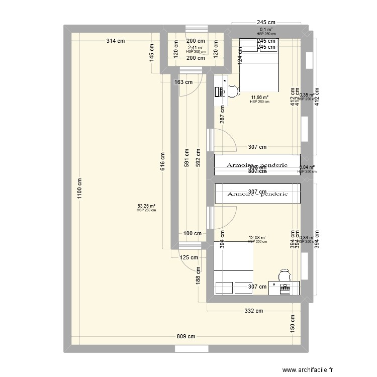 grenier chambre. Plan de 9 pièces et 82 m2