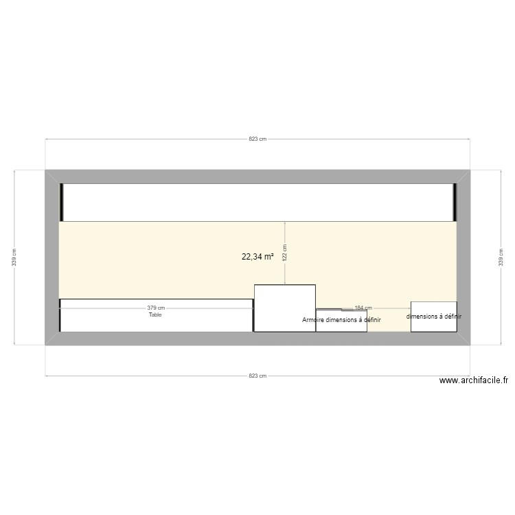 Plan salle de . Plan de 1 pièce et 22 m2