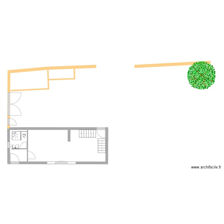 FTNBL v2bis murs refaits. Plan de 2 pièces et 22 m2