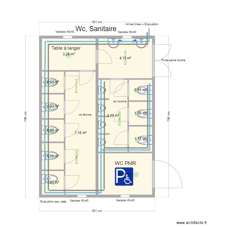 Sanitaire DesignWithGenius srl. Plan de 13 pièces et 31 m2