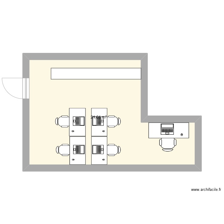 Bureau DFI GNFA. Plan de 1 pièce et 21 m2