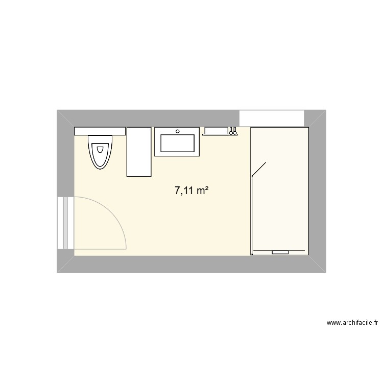 Fameree. Plan de 1 pièce et 7 m2