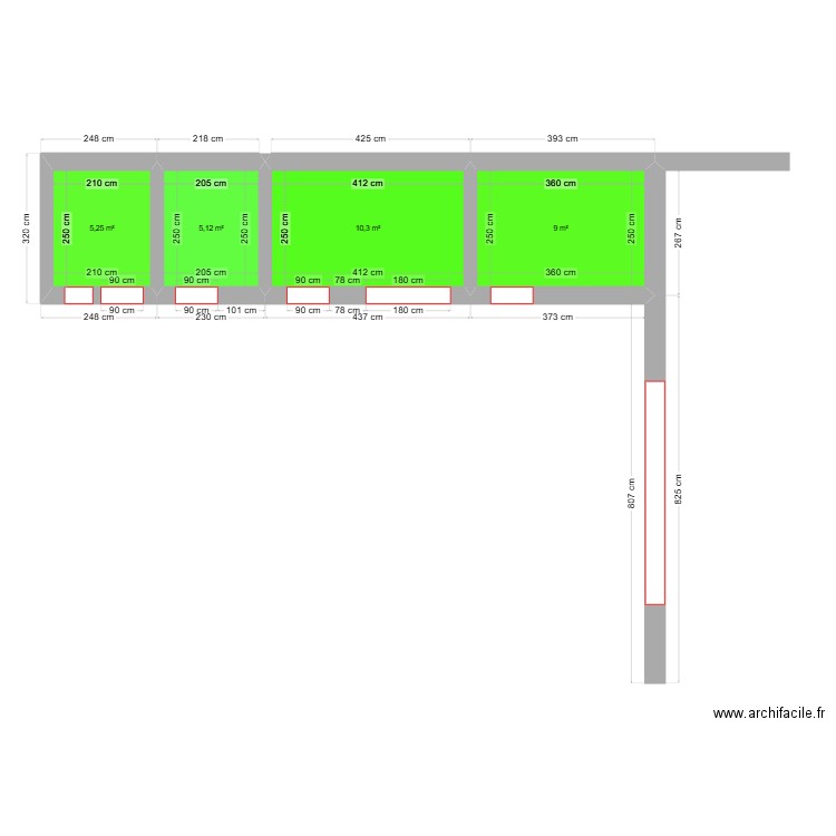 Clapier . Plan de 4 pièces et 30 m2