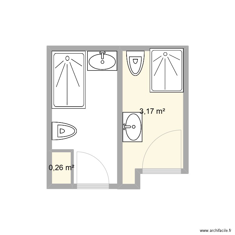 julia. Plan de 2 pièces et 3 m2