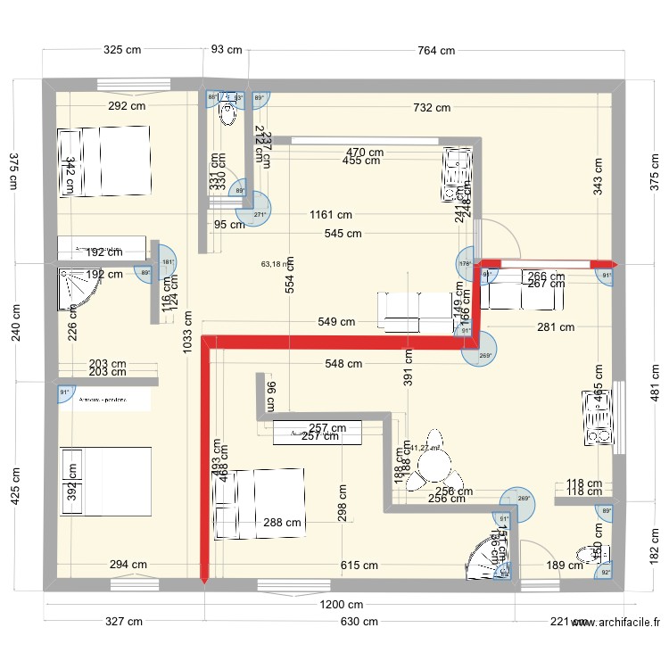 BALATA2. Plan de 2 pièces et 104 m2