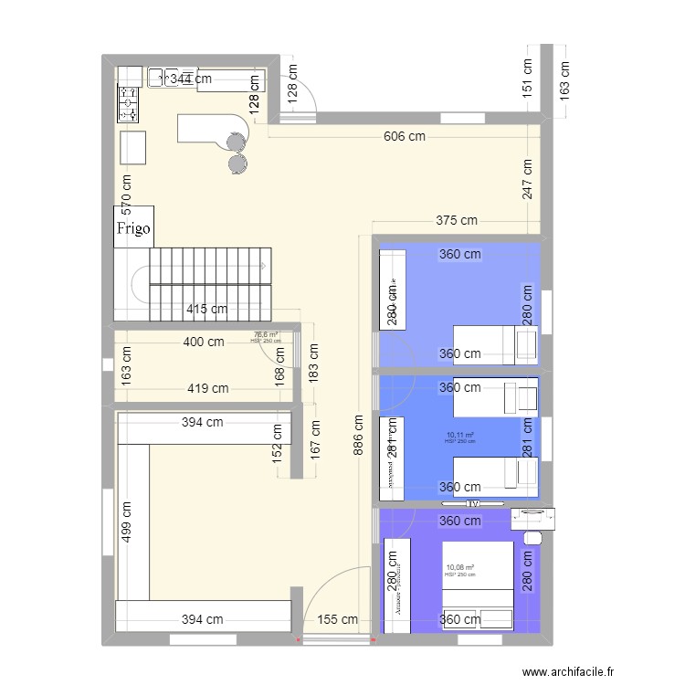 plan. Plan de 4 pièces et 107 m2