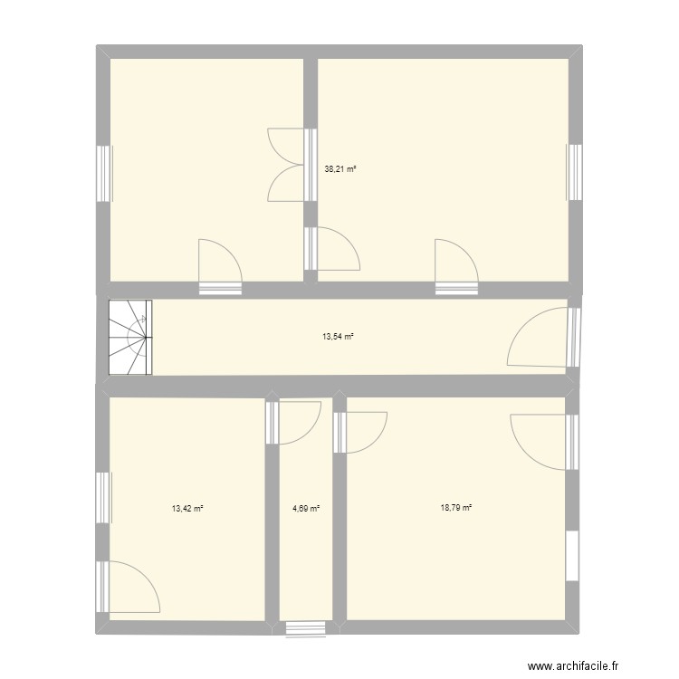 nouveau. Plan de 5 pièces et 89 m2