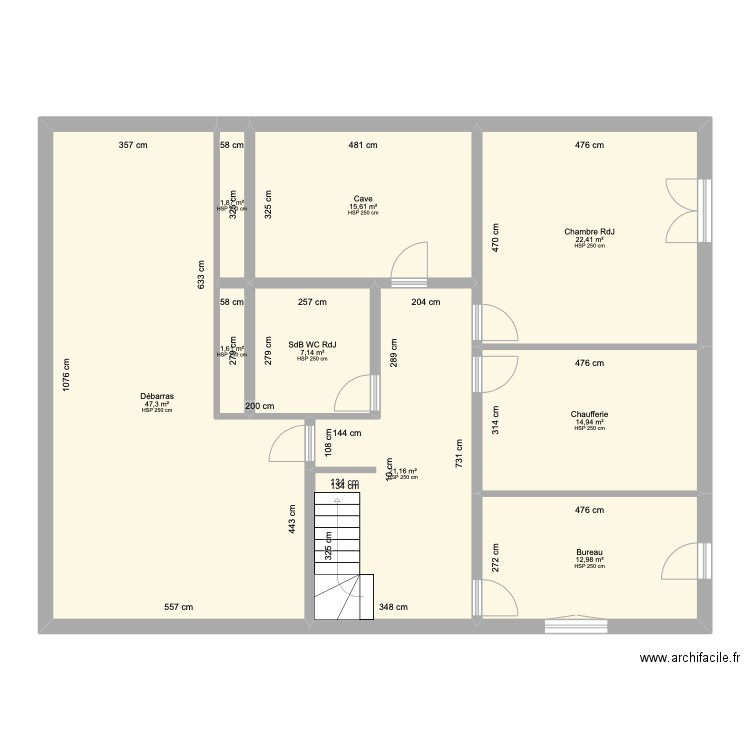 Villard RdJ. Plan de 9 pièces et 145 m2