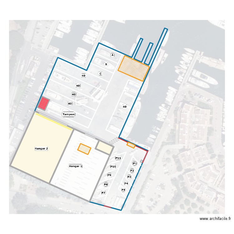 maintien hangars. Plan de 7 pièces et 39 m2