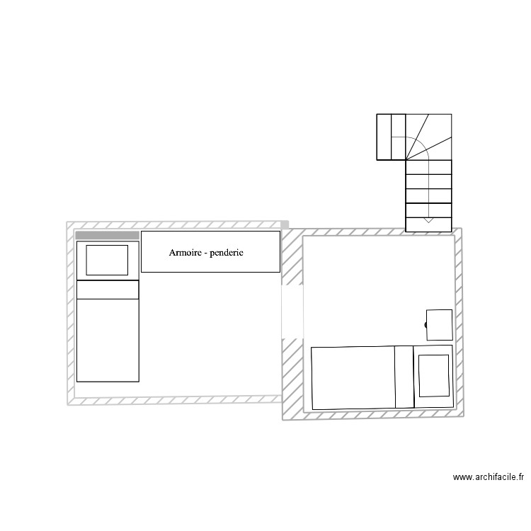 Suite 3 Mezzanine. Plan de 1 pièce et 5 m2