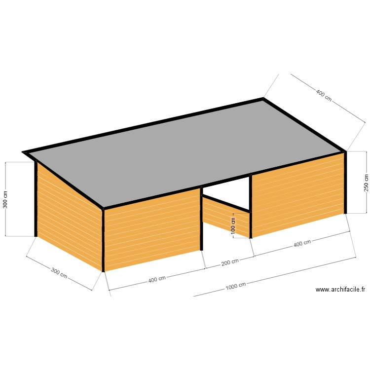 plan vue arriere toiture. Plan de 2 pièces et 29 m2