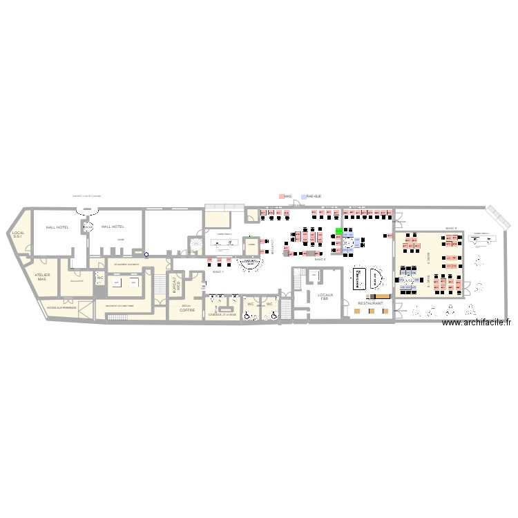 Plan de salle RDC 1er septembre 2024. Plan de 20 pièces et 307 m2