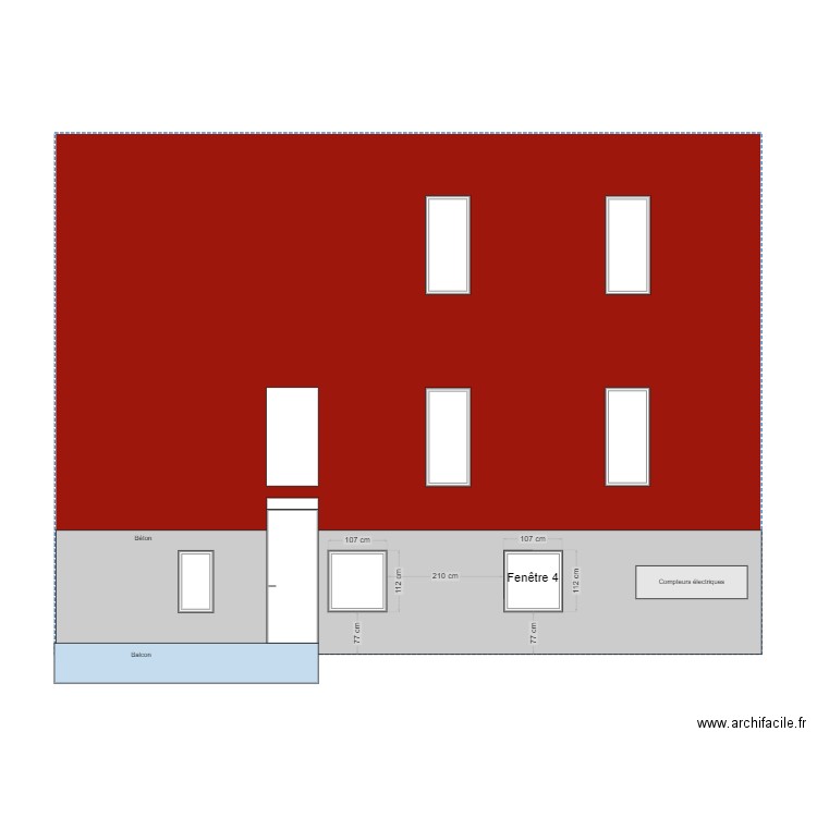 Façade latérale fenêtre après travaux. Plan de 0 pièce et 0 m2