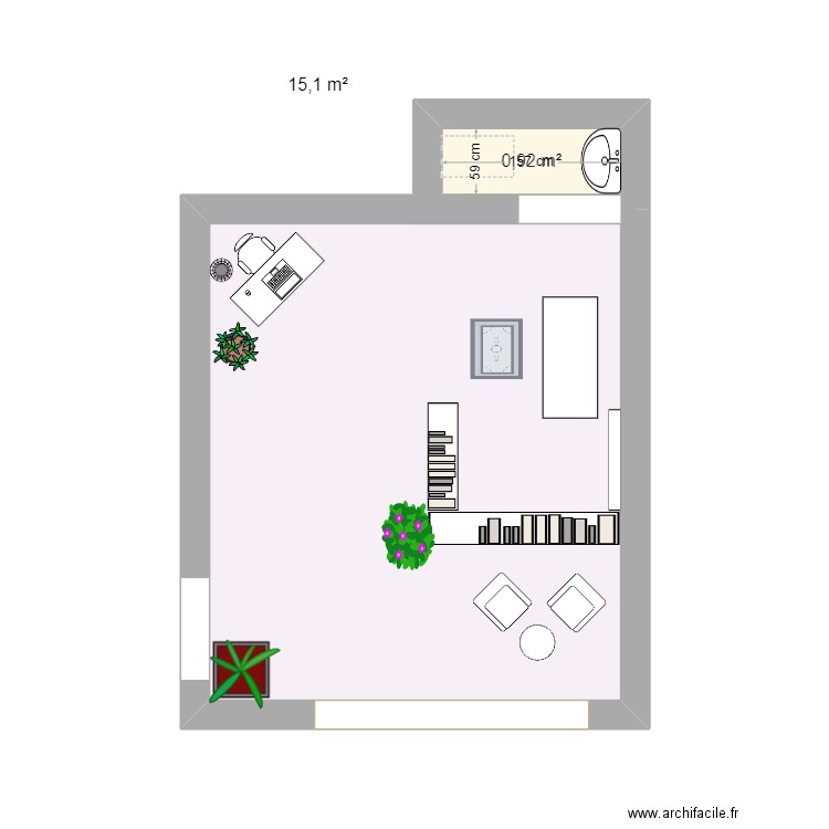 coccuron 2. Plan de 2 pièces et 16 m2