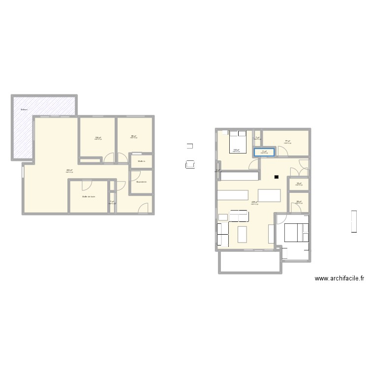 Condo parent. Plan de 18 pièces et 148 m2