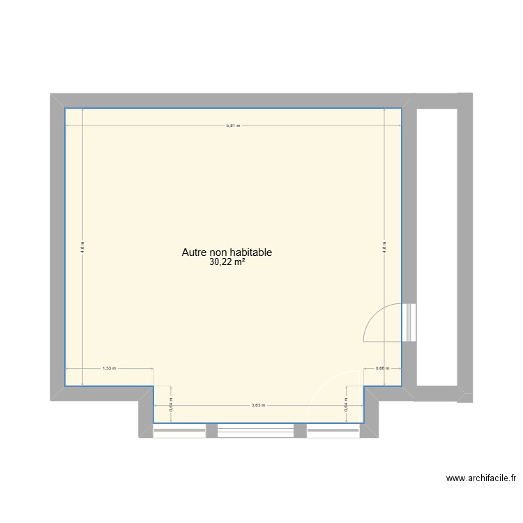 ArchiFacile PROexe. Plan de 1 pièce et 30 m2