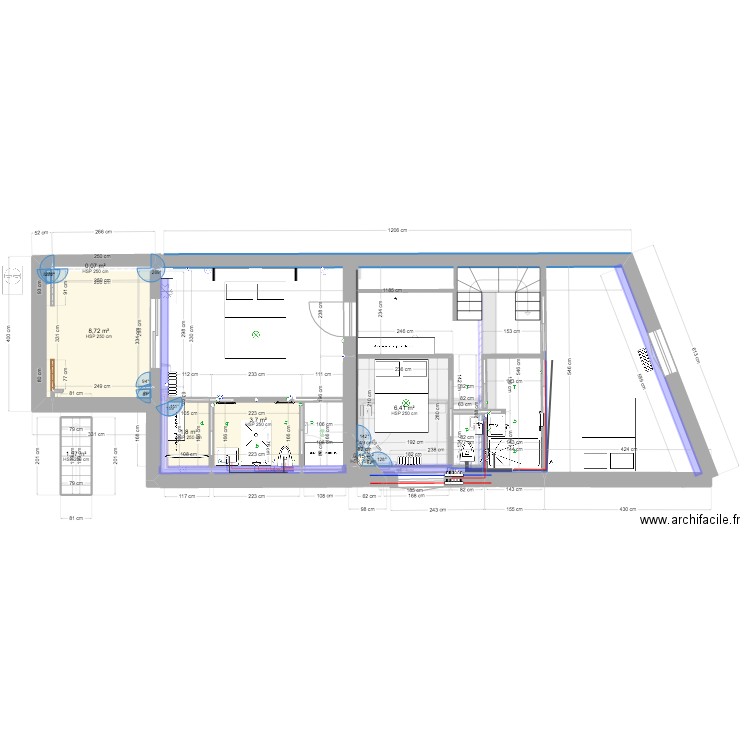 PLAN BLAISE ch M&M symetrie +wc. Plan de 10 pièces et 33 m2