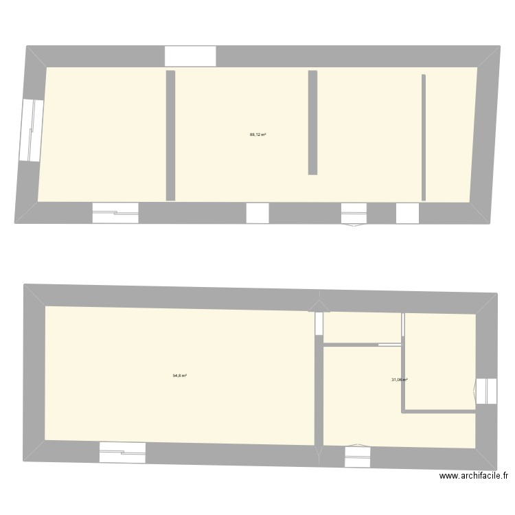 rdc. Plan de 4 pièces et 94 m2