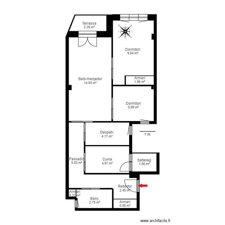 ED. NURIA. 2-3. SANT JULIÀ DE LÒRIA. Plan de 13 pièces et 57 m2