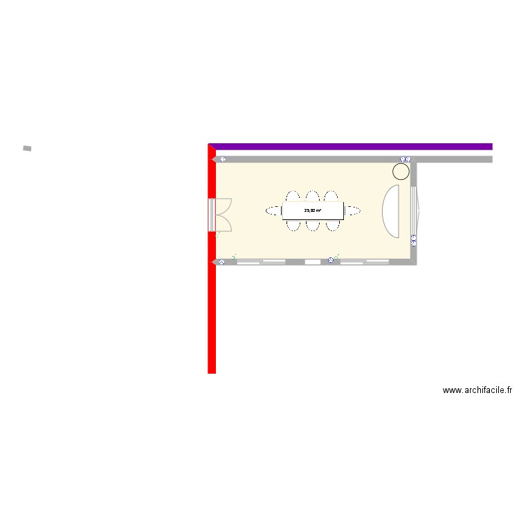 terasse. Plan de 1 pièce et 26 m2