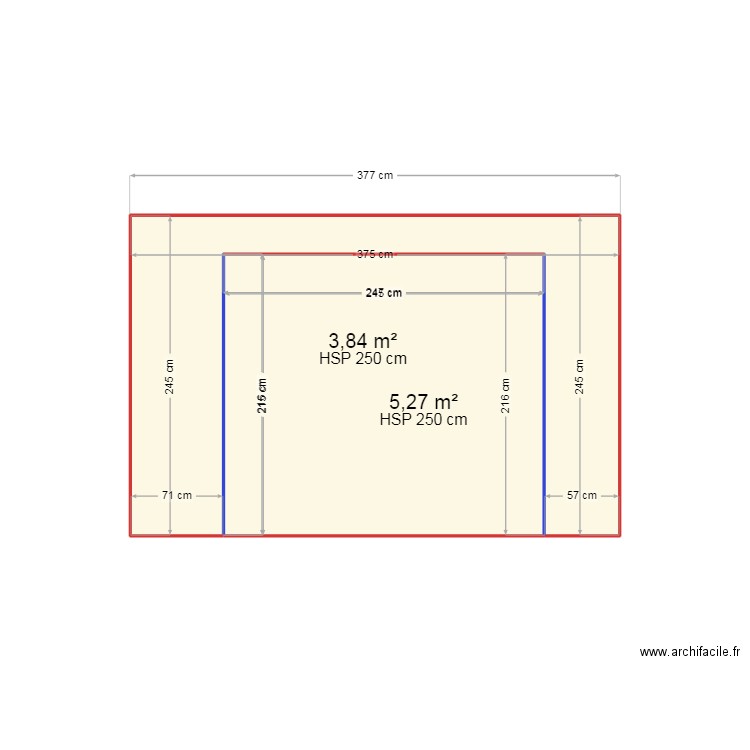 baie 2. Plan de 2 pièces et 9 m2