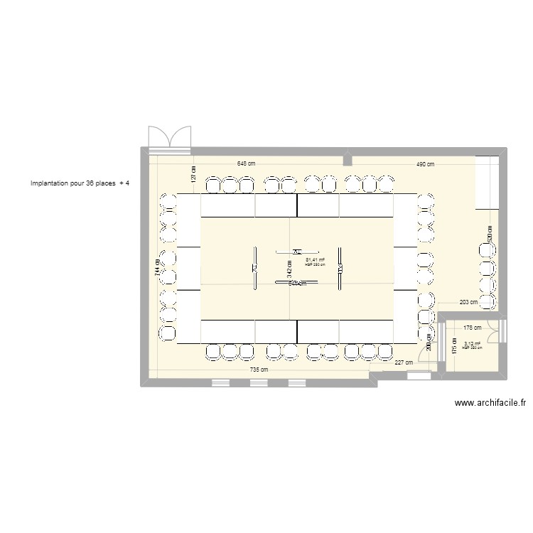 SALLE CA -2. Plan de 2 pièces et 85 m2