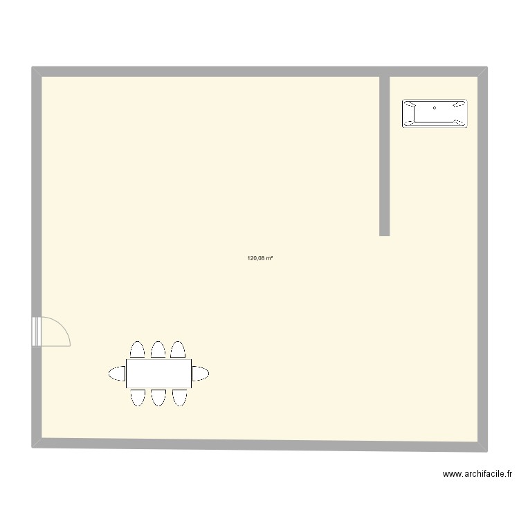 mur. Plan de 1 pièce et 120 m2