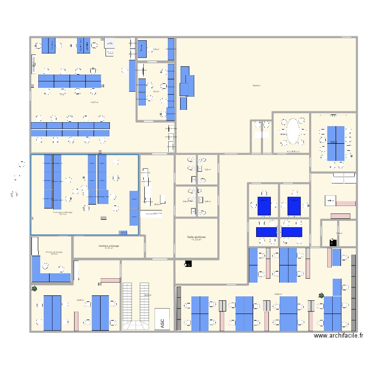 Atelier Polissage au 19.11. Plan de 20 pièces et 684 m2