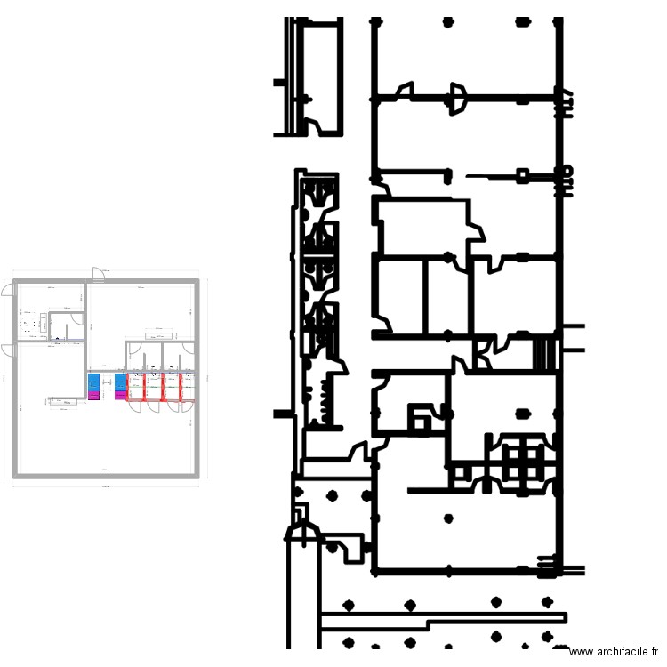 Vestiaire Prod Entr et Femme. Plan de 6 pièces et 157 m2