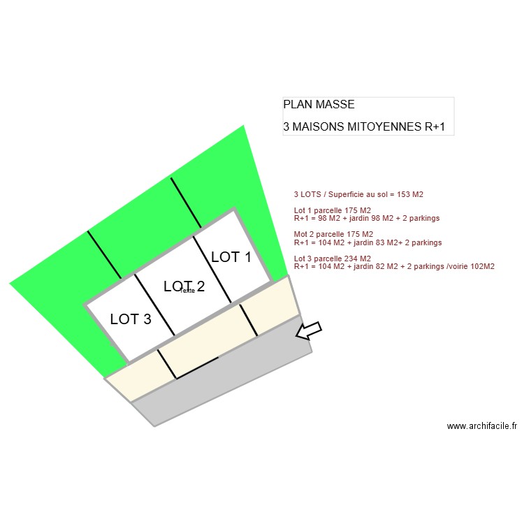 MI 3 du 11 mars QUATER. Plan de 3 pièces et 320 m2