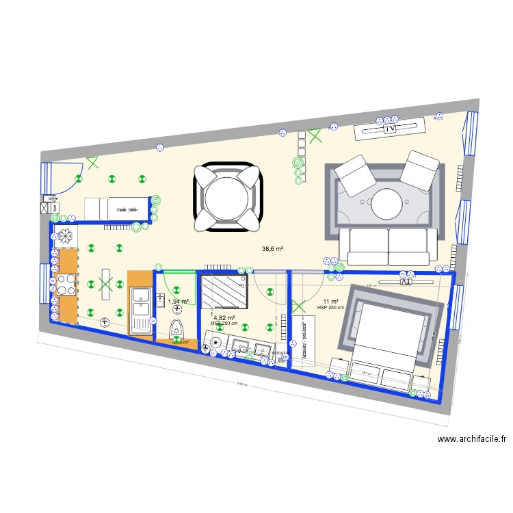 appartement mouja 4. Plan de 4 pièces et 76 m2