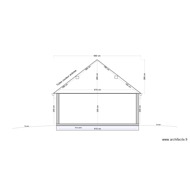 Plan de coupe avant travaux. Plan de 0 pièce et 0 m2