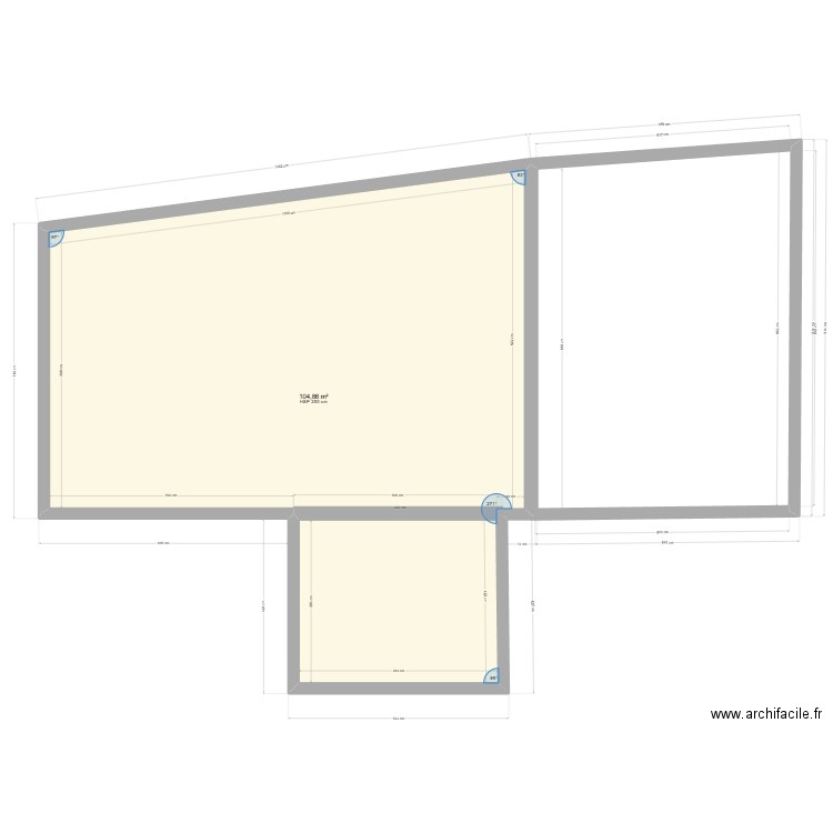 cons . Plan de 1 pièce et 105 m2