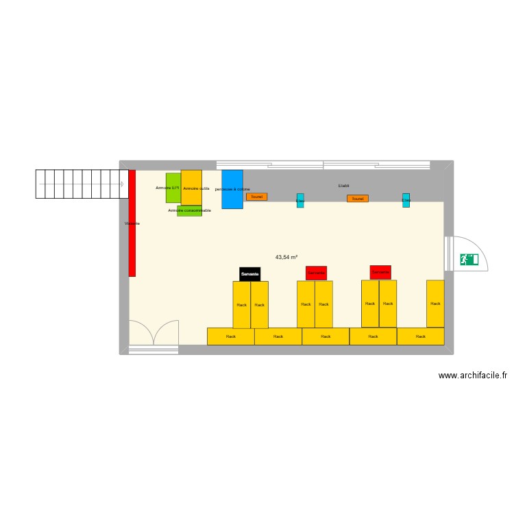 projet plan d'atelier 2. Plan de 1 pièce et 44 m2