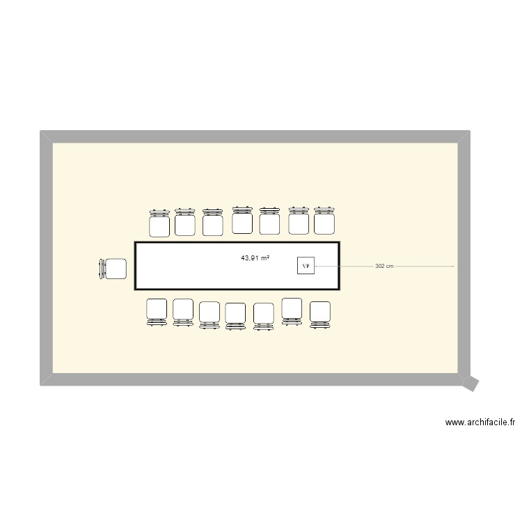 plan VP. Plan de 1 pièce et 44 m2