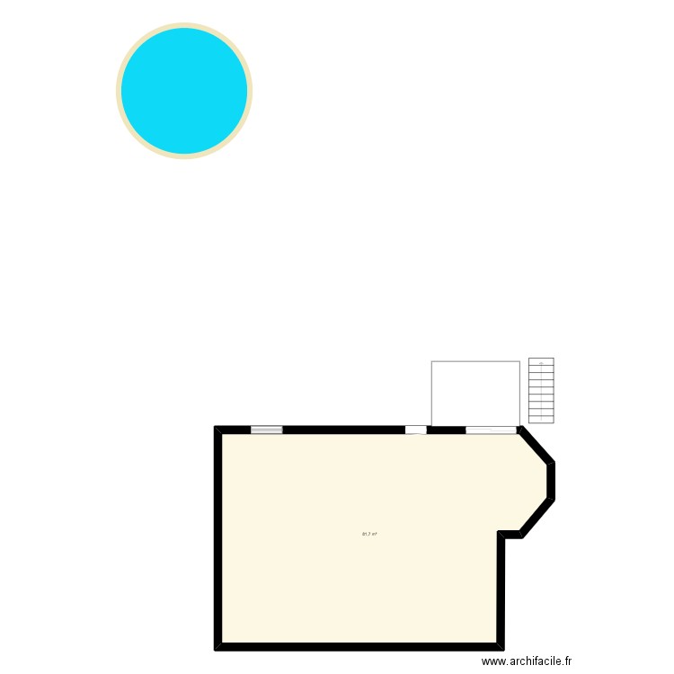 cour arrière. Plan de 1 pièce et 82 m2