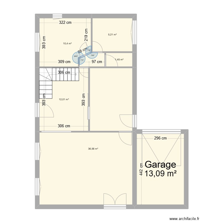 Pornichet. Plan de 6 pièces et 79 m2