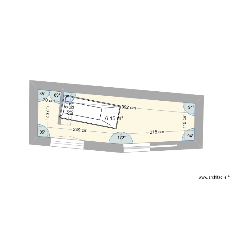 SALLE DE BAIN. Plan de 1 pièce et 6 m2