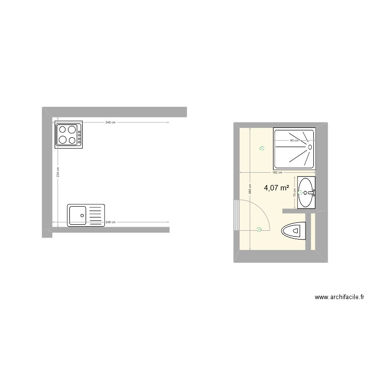 salle de bain beaumont. Plan de 1 pièce et 4 m2