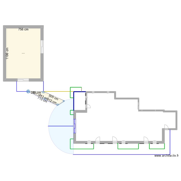 Rosaland. Plan de 1 pièce et 83 m2