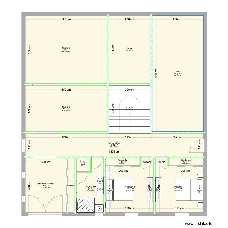 Villa - Marchicca. Plan de 14 pièces et 177 m2