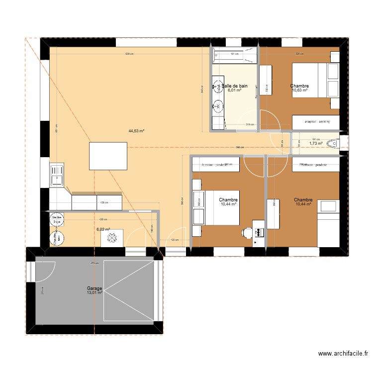 sadirac. Plan de 8 pièces et 103 m2