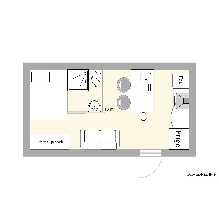 maison. Plan de 1 pièce et 18 m2