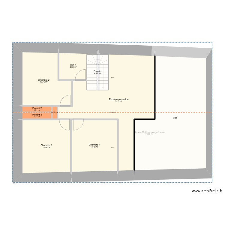 V1 Etage 1 Grange Haute-Savoie. Plan de 17 pièces et 256 m2