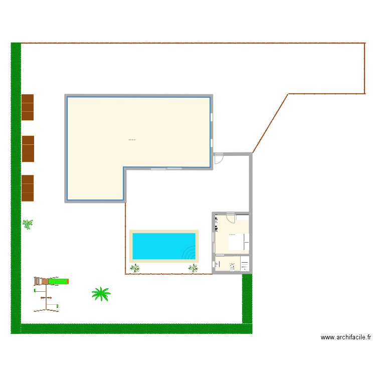 extension RP. Plan de 3 pièces et 126 m2