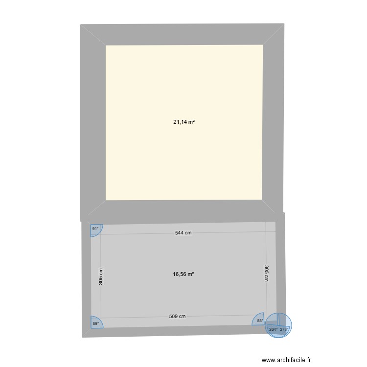 Niv plan masse. Plan de 2 pièces et 38 m2