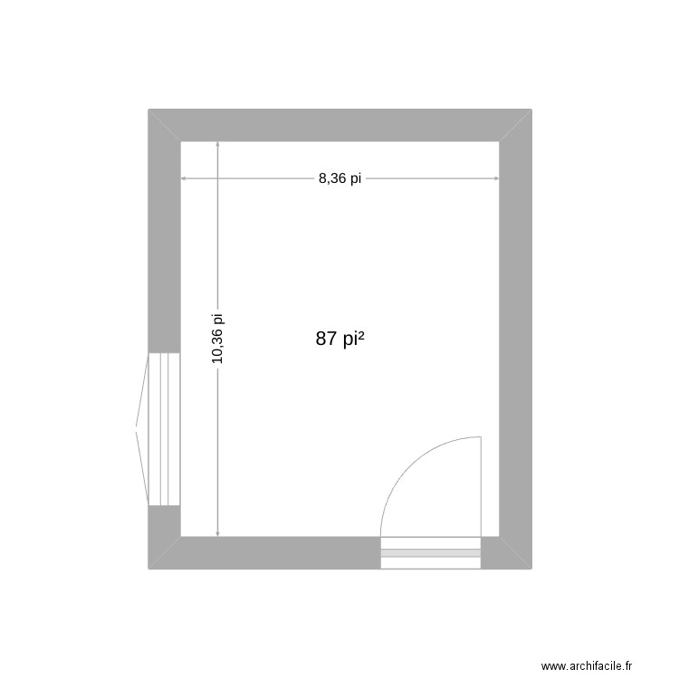 gtt. Plan de 1 pièce et 8 m2