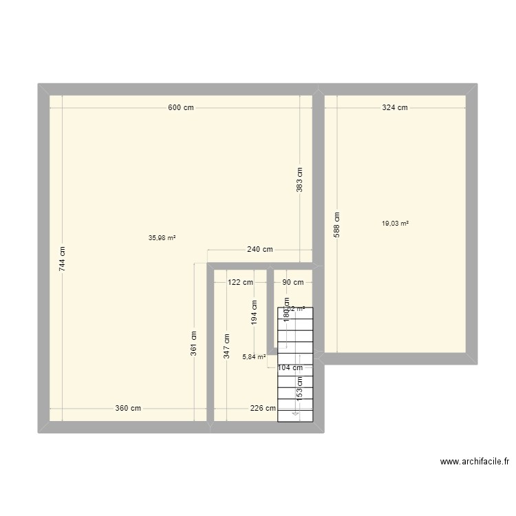 premier plan. Plan de 4 pièces et 62 m2