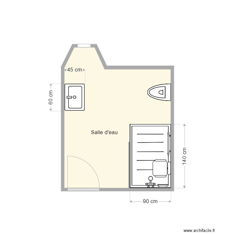 plan apres travaux bescond gisele. Plan de 1 pièce et 6 m2